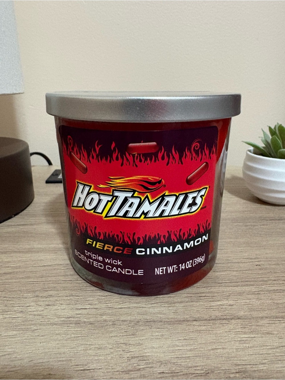 Hot Tamales Fierce Cinnamon Scented 3-Wick Jar Candle - Red - 14 Ouncez